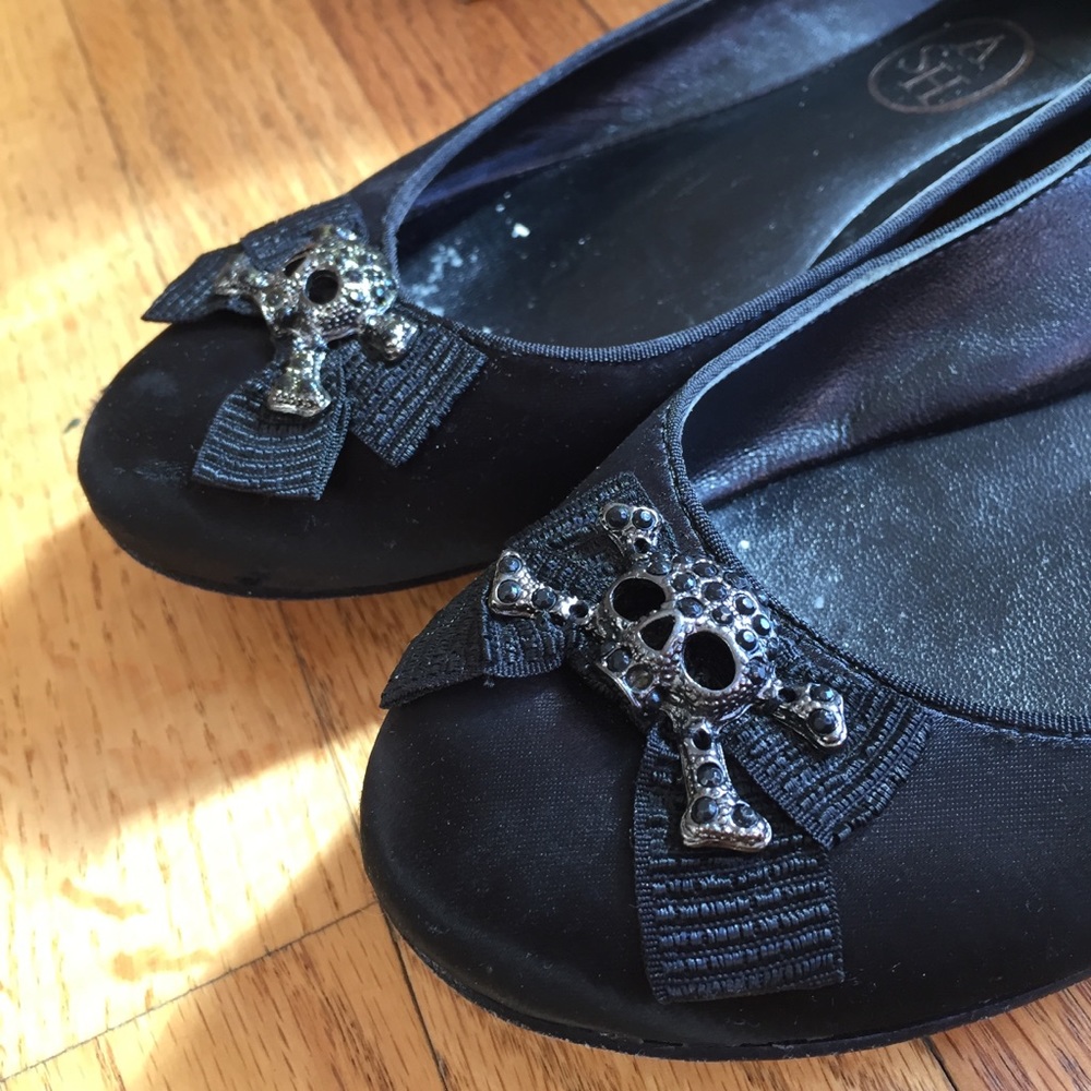 Ash Black Satin Flats Size 10